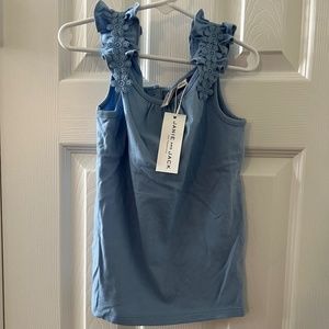 Janie and Jack blue ruffle detail top floral appliqué tank 7 nwt